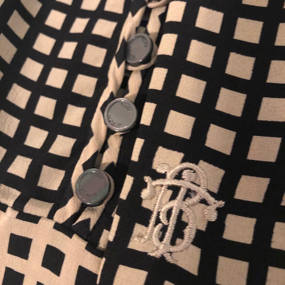 Tory Burch tie-neck top.